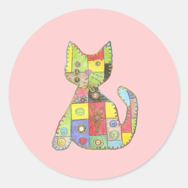Redonda Pegatina de gato (Anverso)
