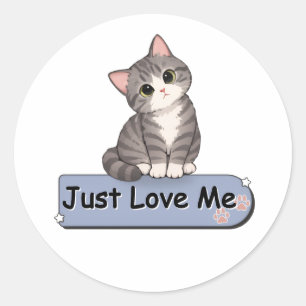 Redonda Pegatina de gato adorable personalizada