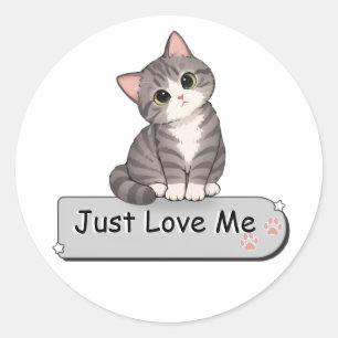 Redonda Pegatina de gato adorable personalizada