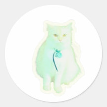 Pegatina de gato blanco majestuoso, gatito elegant