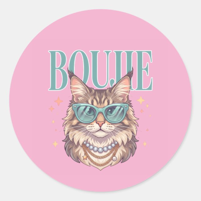 Redonda Pegatina de gato Boujie  (Anverso)
