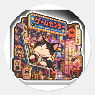 Redonda Pegatina de gato de arcade de juegos retro Arcad