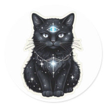 Pegatina de gato de galaxia mística