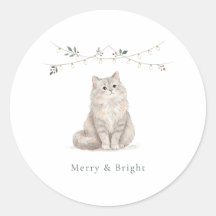 Pegatina de gato de Navidad Alegre y Brillante