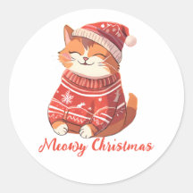 Pegatina de gato de Navidades Meowy - Gato festivo