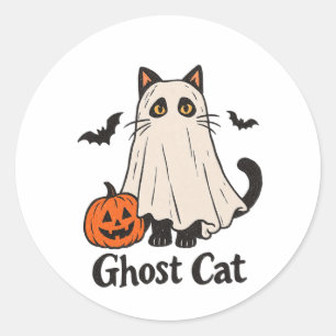 Redonda Pegatina de gato fantasma espeluznante Gato fant