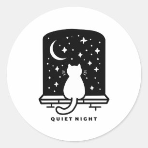 Redonda Pegatina de gato lindo diseño minimalista Kawaii