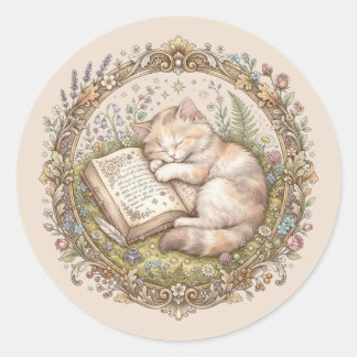 Redonda Pegatina de gato lindo personalizada