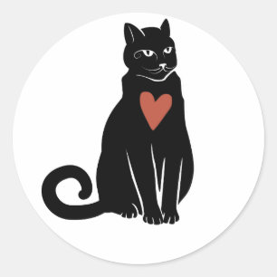 Redonda Pegatina de gato negro