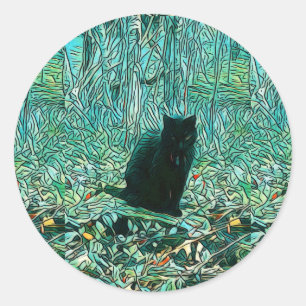Redonda Pegatina de gato negro