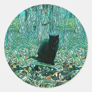 Redonda Pegatina de gato negro