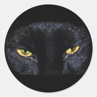 Redonda Pegatina de gato negro de Halloween