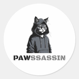 Redonda Pegatina de gato Pawssassin