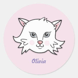 Redonda Pegatina de gato personalizado
