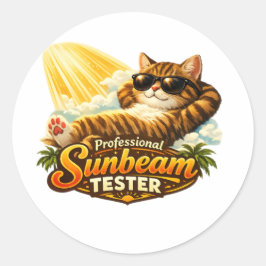 Redonda Pegatina de gato probador de rayos de sol profesio