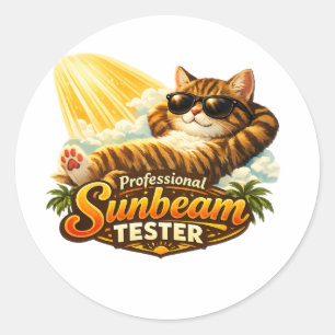 Redonda Pegatina de gato probador de rayos de sol profesio