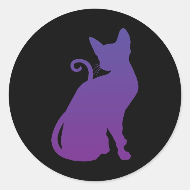 Redonda Pegatina de gato púrpura (Anverso)