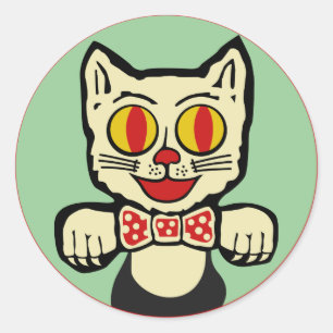Redonda Pegatina de gato retro