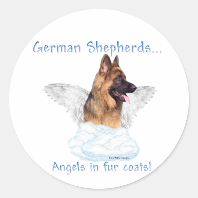 Redonda Pegatina de German Shepherd Angel (Anverso)