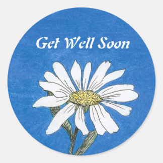 Redonda Pegatina de Get Well Daisy