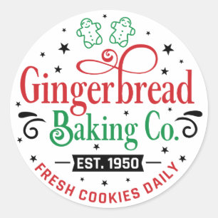 Redonda Pegatina de Gingerbread Baking Company