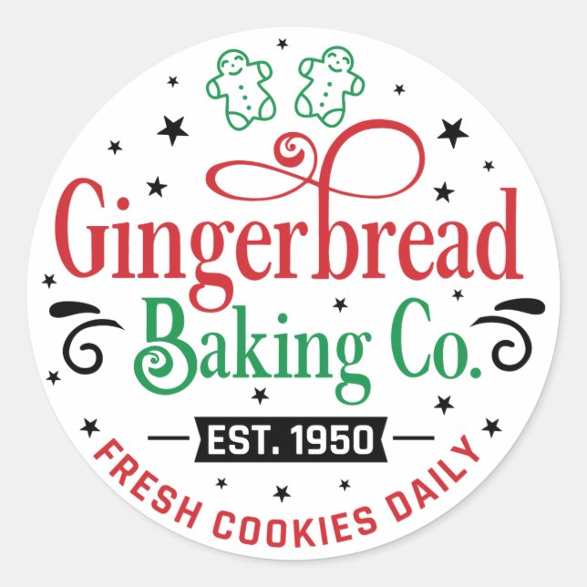 Redonda Pegatina de Gingerbread Baking Company (Anverso)