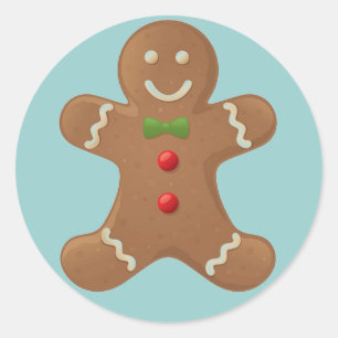 Redonda Pegatina de Gingerbread Boy