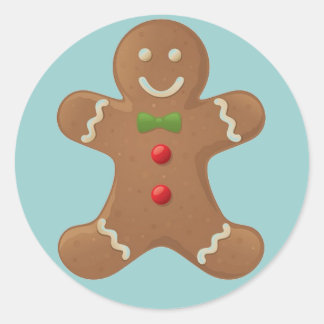Redonda Pegatina de Gingerbread Boy