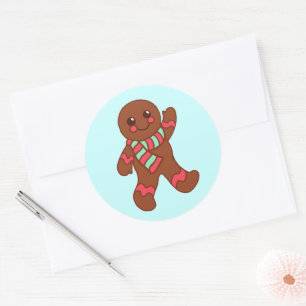 Redonda Pegatina de Gingerbread Boy