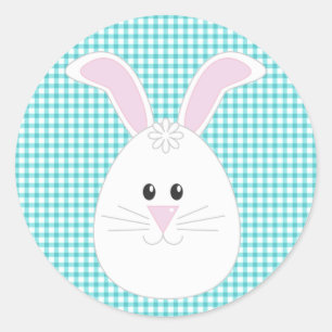 Redonda Pegatina de Gingham Rabbit