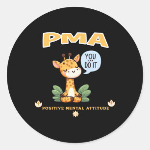 Redonda Pegatina de Giraffe de Actitud Mental Positiva