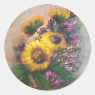 Redonda Pegatina de girasol