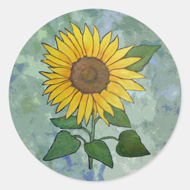 Redonda Pegatina de girasol (Anverso)