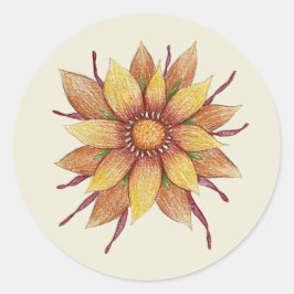 Redonda Pegatina de girasol (hoja de 20)