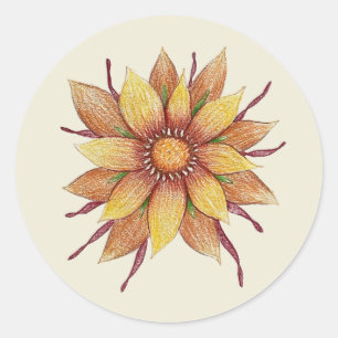 Redonda Pegatina de girasol (hoja de 20)