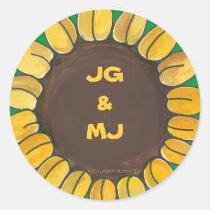 Redonda Pegatina de girasol personalizado