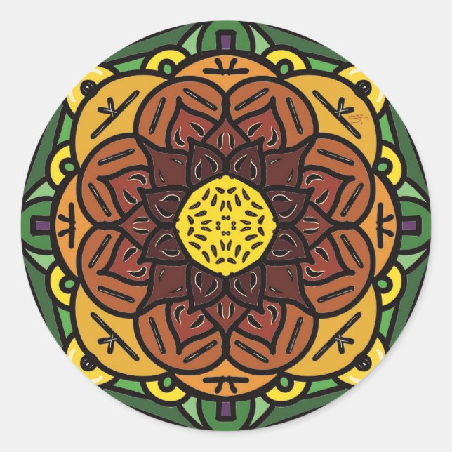 Redonda Pegatina de girasoles (Anverso)