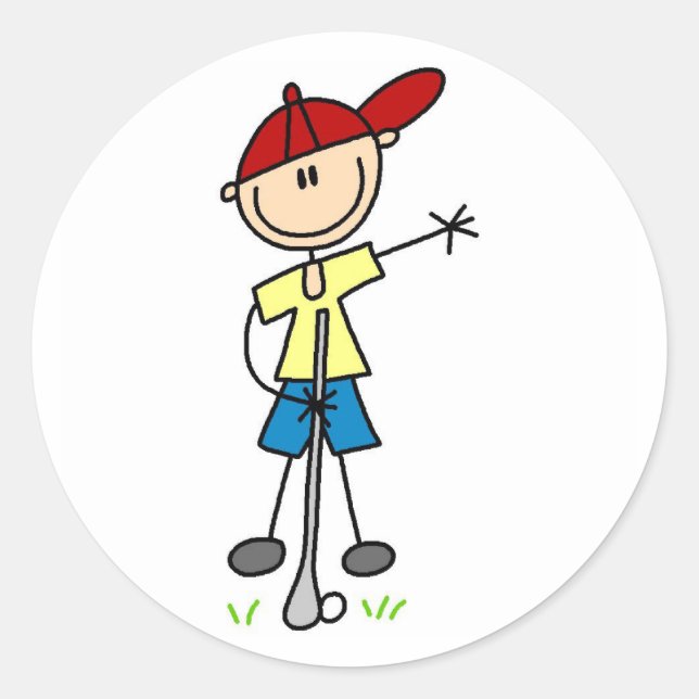 Redonda Pegatina de Golf Boy (Anverso)