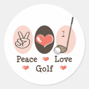 Redonda Pegatina de golf Peace Love