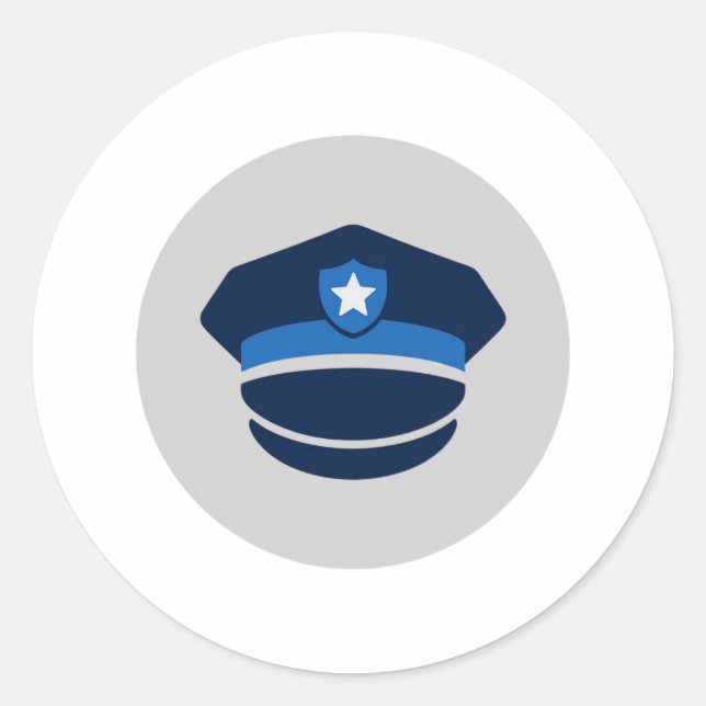 Redonda Pegatina de gorra de agente de policía (Anverso)