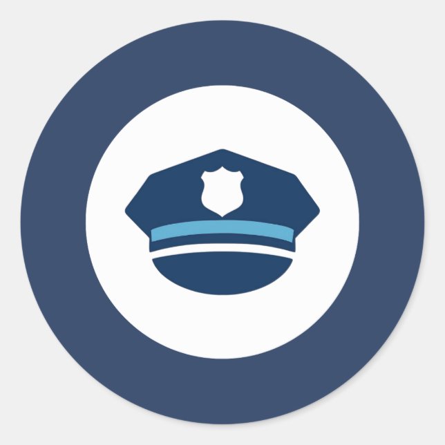 Redonda Pegatina de gorra de agente de policía (Anverso)