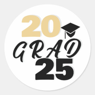 Redonda Pegatina de graduación, año, texto, clase, grado