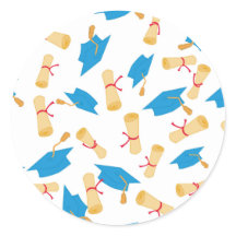 Pegatina de Graduación Azul y Oro