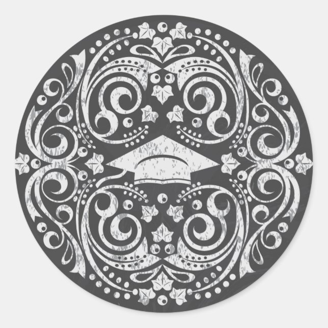 Redonda Pegatina de graduación de Chalkboard (Anverso)