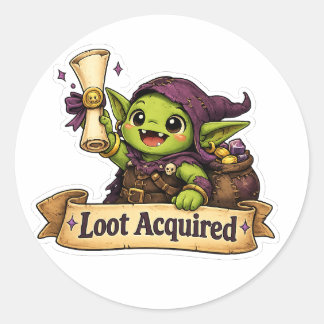 Redonda Pegatina de graduación de Goblin de RPG de botín a