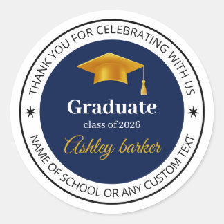 Redonda Pegatina de graduación moderna | Personalizada