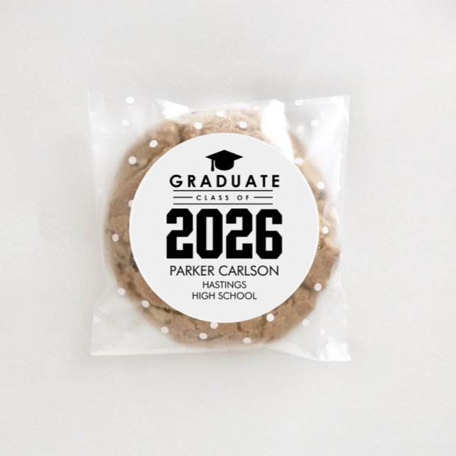 Redonda Pegatina de Graduación Personalizada Clase de 2026 (Subido por el creador)