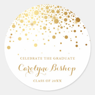 Redonda Pegatina de Graduación Personalizada Faux Gold Con