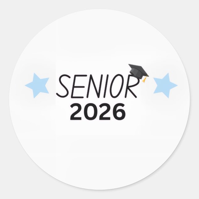 Redonda Pegatina de Graduado 2026 Clase de 2026  (Anverso)