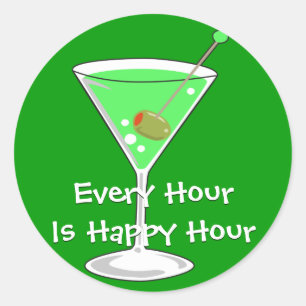 Redonda Pegatina de Green Martini